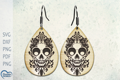 Flower Scull Earrings Laser Cut. Halloween Earrings. Product Image 1