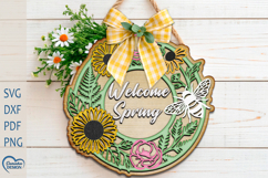 Spring door hanger Laser Cut. Welcome Door Sign SVG. Product Image 1