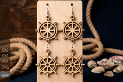 Ships Helm Earrings Laser Cut. Sea Earrings Laser Cut. Product Image 1