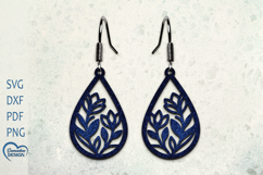 Flower Teadrop Earrings Laser Cut. Boho Earrings. Product Image 1