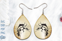 Christmas Earrings Laser Cut. Christmas Cat Laser Cut. Product Image 1