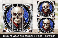 Stained Glass Skull Tumbler Sublimation, Tumbler Warp Product Image 1