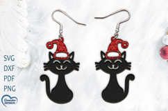 Christmas Earrings Laser Cut. Christmas Cat Laser Cut. Product Image 1