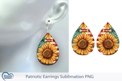 Patriotic Earrings Sublimation. 4th of July Earrings. Product Image 1