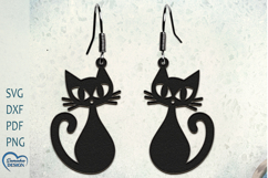 Halloween Cat Earrings Laser Cut. Cute Cat Earrings. Product Image 1