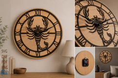 Scorpio Zodiac Wall clock laser cut. Clock face. Product Image 1