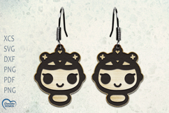 Halloween Earrings Laser Cut. Creepy Flower doll. Product Image 1