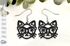 Cat Earrings Laser Cut. Laser Cut earrings SVG. Product Image 1