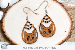 Earrings Laser Cut. Cat Silhouette Laser Cut. Product Image 1