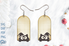 Christmas Earrings Laser Cut. Christmas Cat Laser Cut. Product Image 1