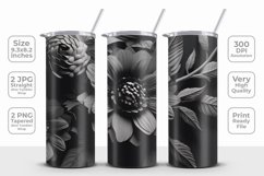 3D Black Flowers Tumbler Wrap Product Image 1