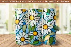 Stained Glass Daisy Flower Tumbler Wrap | 20 oz tumbler wrap Product Image 1