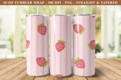 Strawberry Stripe Tumbler Wrap | 20 oz tumbler Wrap Product Image 1