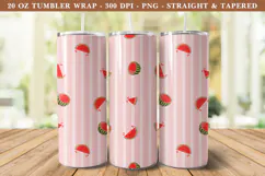 Watermelon Stripe Tumbler Wrap | 20 oz tumbler Wrap Product Image 1
