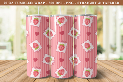 Strawberry Coquette Heart Tumbler Wrap | 20 oz tumbler Wrap Product Image 1
