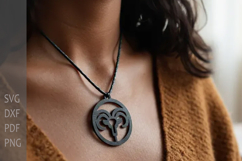 Capricorn Pendant Laser Cut. Zodiac Signs Keychain. Product Image 2