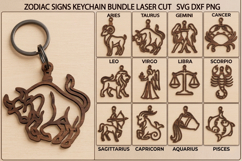 Zodiac Signs Keychain Laser Cut Bundle. Product Image 1