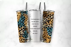 Blue & Gold Glitter Cheetah Print Tumbler Wrap Product Image 2