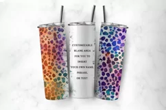 Rainbow Leopard Print Tumbler Wrap - 20oz Skinny Tumbler PNG Product Image 2