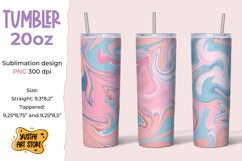Skinny Tumbler 20oz sublimation wrap blue, pink fluid art Product Image 1