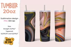 Skinny Tumbler sublimation 20oz fluid art with gold glitter Product Image 1