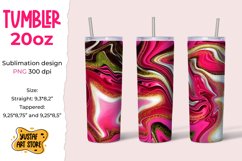 Skinny Tumbler 20oz pink glow fluid art with gold glitter Product Image 1