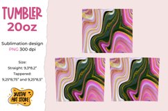 Skinny Tumbler 20oz pink green fluid art with gold glitter Product Image 2
