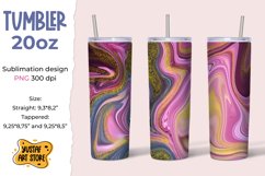 Skinny Tumbler 20oz pink paint fluid art with gold glitter Product Image 1