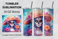 Day of the Dead Tumbler Sublimation - Skull Straight Wrap Product Image 1