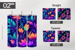 Neon Flowers Tumbler Wrap| Tumbler Sublimation Wrap Product Image 1