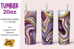 Skinny Tumbler 20oz sublimation purple gold glitter fluidart Product Image 1