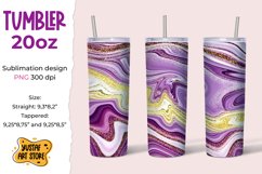 Skinny Tumbler 20oz sublimation purple shine gold fluidart Product Image 1