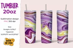 Skinny Tumbler 20oz sublimation purple shine gold fluidart Product Image 1