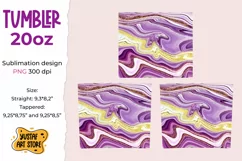 Skinny Tumbler 20oz sublimation purple shine gold fluidart Product Image 2