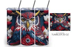 3D Owl American Patriotic Tumbler | 4th Of July Product Image 2