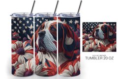 3D Dog Patriotic Tumbler Sublimation | 4th Of July Product Image 2