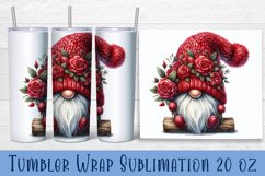 Valentine gnome tumbler sublimation wrap 20 Oz design Product Image 1
