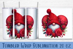Valentine gnome tumbler sublimation wrap 20 Oz design Product Image 1