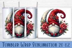 Valentine gnome tumbler sublimation wrap 20 Oz design Product Image 1