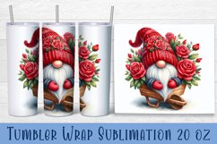 Valentine gnome tumbler sublimation wrap 20 Oz design Product Image 1
