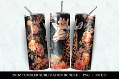 20 oz Giraffe Skinny Tumbler Sublimation Design PNG Product Image 2