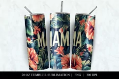 Floral Tumbler Design, 20 oz Mama Sublimation PNG Product Image 2