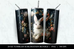 Rococo Bunny 20 oz Skinny Tumbler Sublimation Design PNG Product Image 2