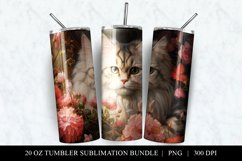 20 oz Floral Cat Skinny Tumbler Sublimation Design PNG Product Image 2