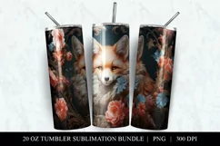 20 oz Fox Skinny Tumbler Sublimation Design PNG Product Image 2
