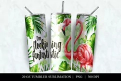 Flamingo Tumbler Design, 20oz Flocking Fantastic Tumbler PNG Product Image 2