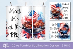 BBQ 4th of July Tumbler Wrap Set 20 oz Skinny Tumbler PNG Product Image 1
