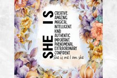 She is Creative Quote Watercolor 20oz Skinny Tumbler Design Product Image 2