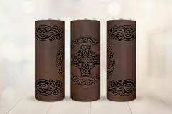 Viking skinny tumbler 20 oz - Leather Men's celtic tumbler Product Image 1