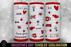 Valentine Doodle Tumbler Sublimation I Valentine Tumbler PNG I 20 Oz Tumbler Wrap PNG